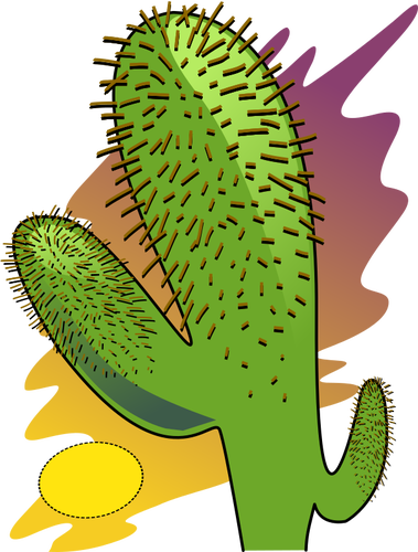 Vector clip art of cartoon cactus in the sun heat