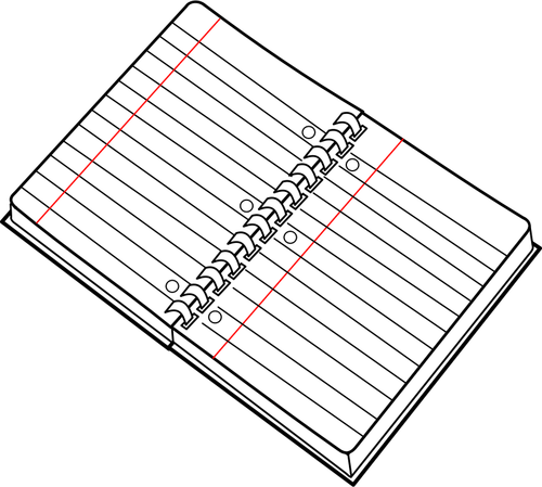 Vector afbeelding van open spiraal notebook lijntekeningen