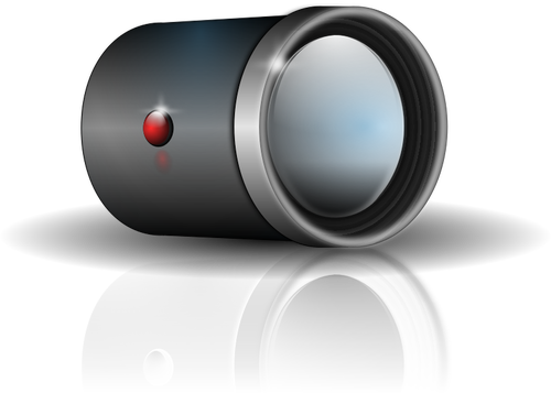 Camera lens bijlage met schaduw vector illustraties