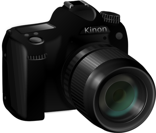 Фотореалистичные векторные изображения профессиональной камеры с длинный объектив