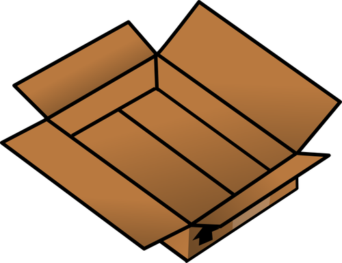 Vektorové kreslení otevřené mělké lepenkové krabice
