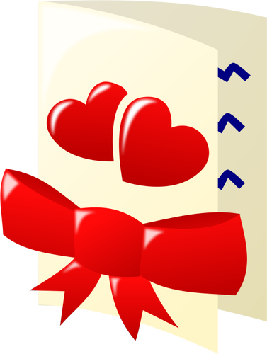 Väri clipart kaksi sydäntä ja bow Valentines kortti