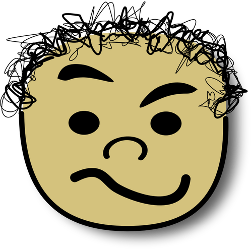 Векторное изображение вьющиеся волосы малыша с сомнительным улыбка аватар