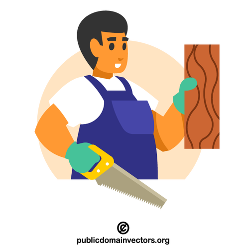 Carpenter with a hacksaw