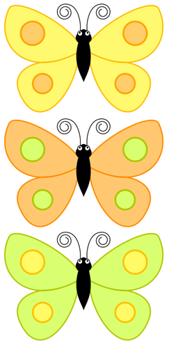 Tre gula fjärilar