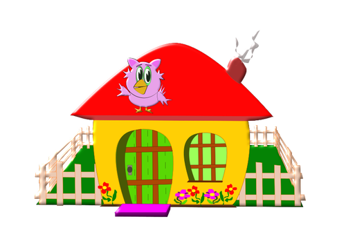 Fargerike hus med hage