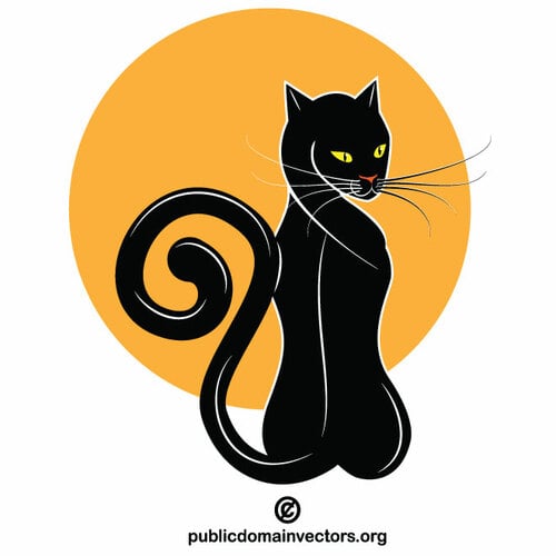 Roztomilá černá kočka silueta