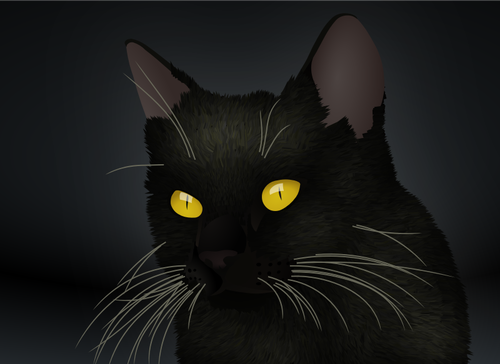 Vektor Klipart černá kočka se žlutýma očima