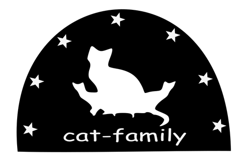 Графика кошка семьи логотипа в черно-белом