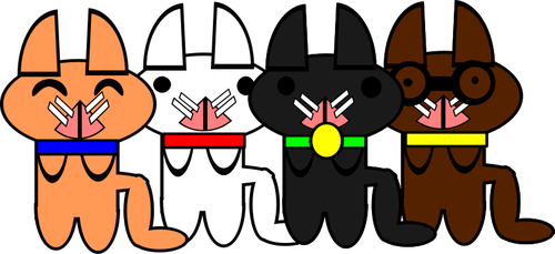 Vektor-Bild von Cartoon-Kätzchen mit rosa Nasen
