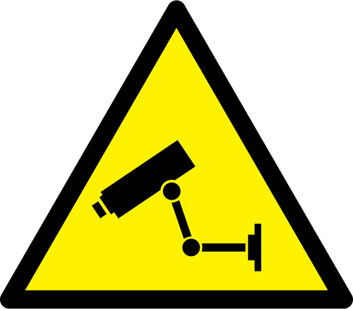 Señal de advertencia de peligro de videovigilancia vector imagen
