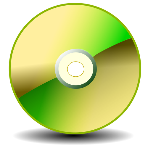 Vektorový obrázek zelené lesklé CD ROM hoře symbol se stínem