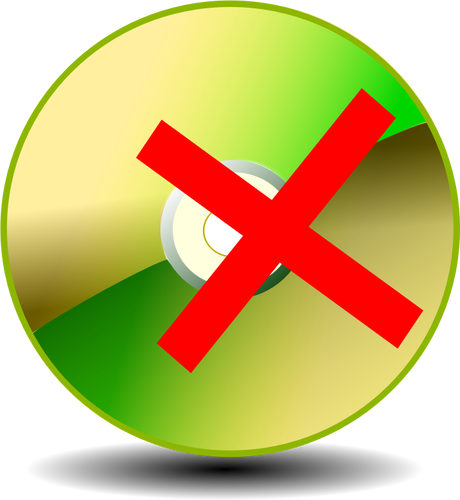 Vector illustraties van groene glanzende CD-ROM unmount ondertekenen met schaduw