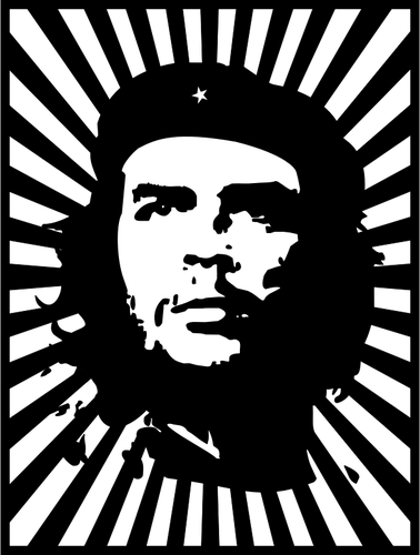 Портрет Че Гевары на полосатый фон векторное изображение