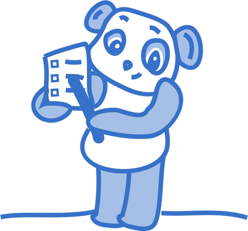 Ilustraţie vectorială de Panda în culoare albastru pastelat
