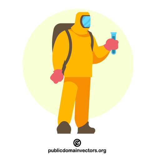 Chemist wearing a protective suit