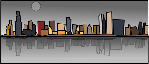 Chicago sky line kartun vektor ilustrasi