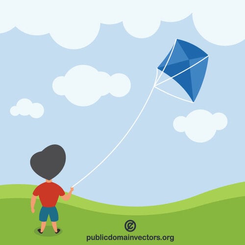 凧で遊ぶ子供