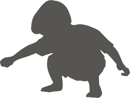 Ilustrasi vektor silhouette anak laki-laki berjongkok