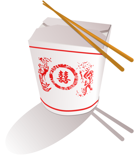 Chinese Fast-Food mit Stäbchen-Vektor-Bild