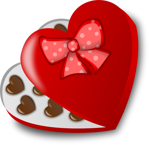 In forma de inima caseta de ilustrare de vector bomboane de ciocolată