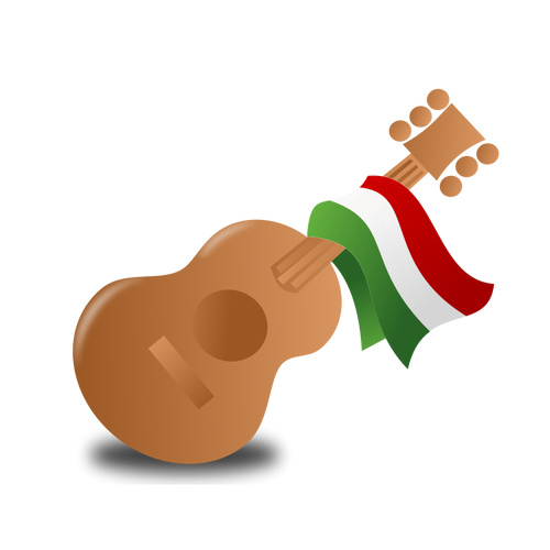 Vector illustration of guitar and flag on it