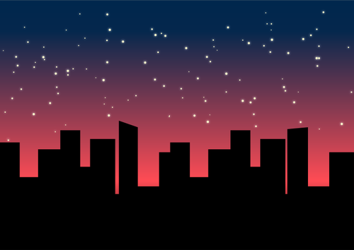 בתמונה וקטורית של העיר scape עם כוכבים