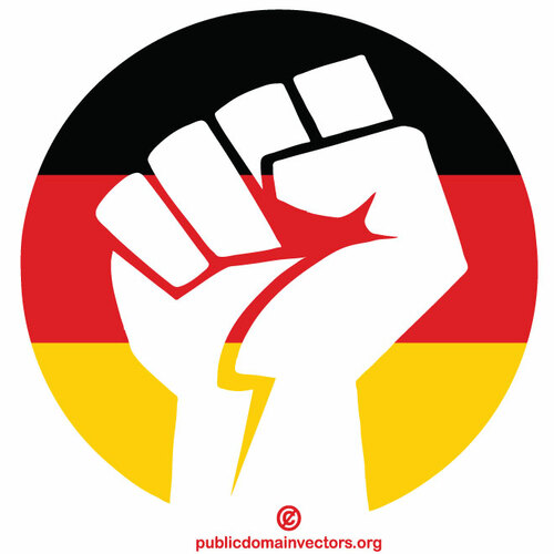 Gebalde vuist met Duitse vlag