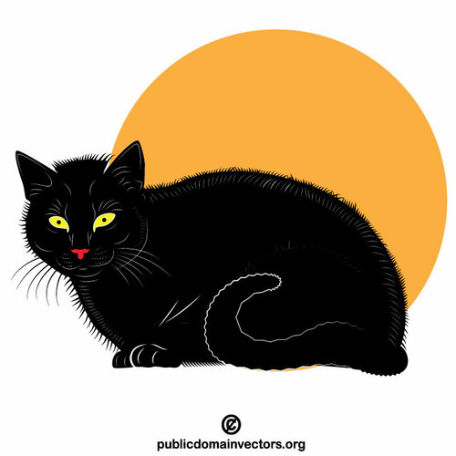Черный кот клип искусства вектор