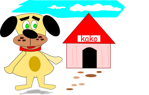 कार्टून कुत्ता और घर