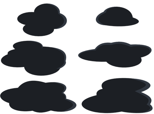 Nuvens cinzentas escuras set vector clipart