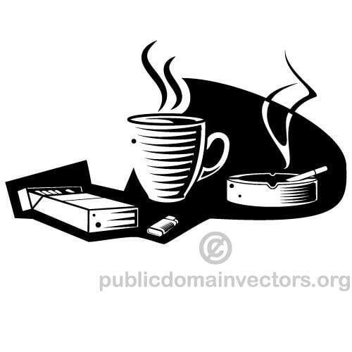 Ilustração do vetor de café e cigarros