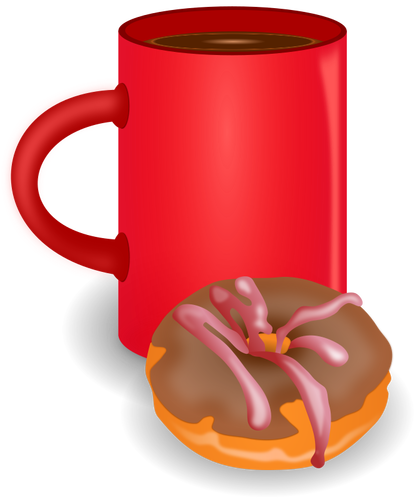 咖啡和甜甜圈的矢量绘图