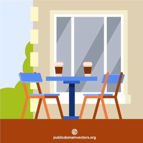 Koffieshop tafel en stoelen