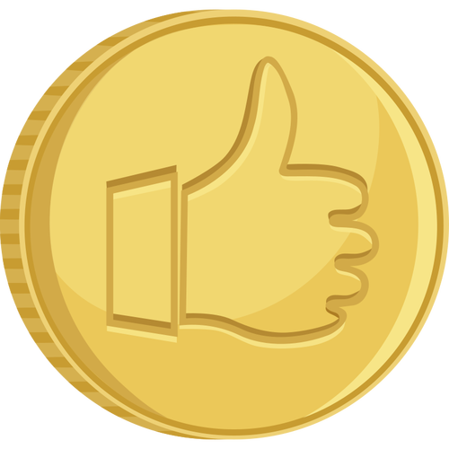 Vektorový obrázek mince s palcem nahoru