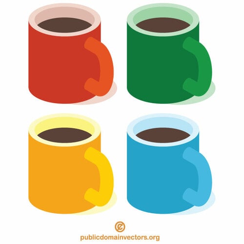 Copos de café em várias cores
