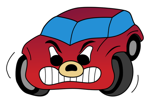 أحمر غاضب سيارة هزلية ناقلات الرسم