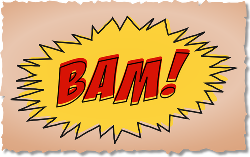 Vintage comic BAM sound effect on brown background