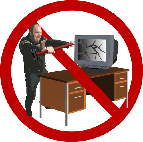 Bilgisayar öfke yasak işareti illüstrasyon vektör