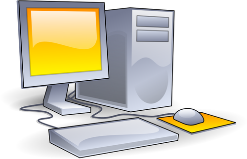 Pony desktopcomputer configuratie vector illustraties
