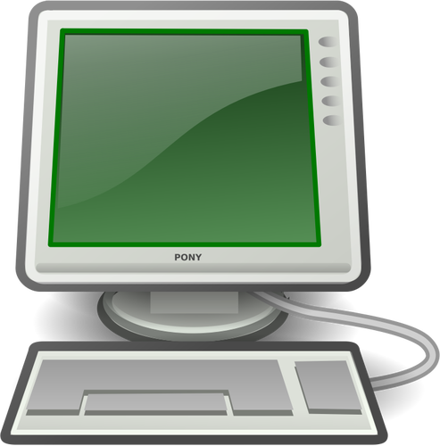조랑말 녹색 데스크톱 컴퓨터 벡터 이미지