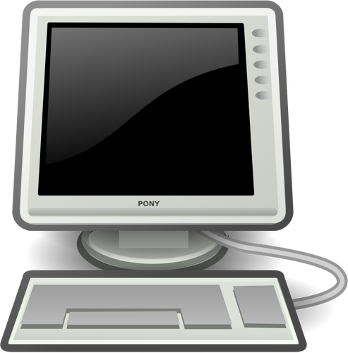 Immagine vettoriale di pony nero computer desktop