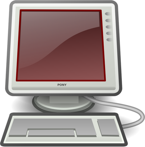 הפוני האדום המחשב השולחני בתמונה וקטורית