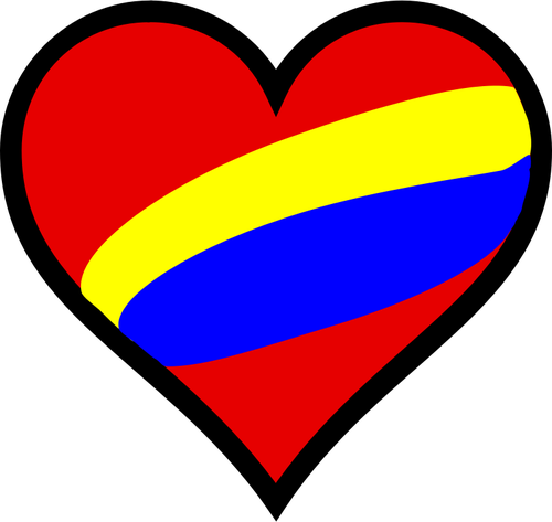 Vector de desen de inima cu dungi în culorile