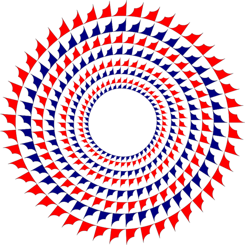 Lingkaran merah dan biru