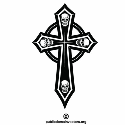 Godsdienstig kruis met schedels