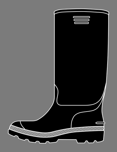 Gambar vektor boot karet hitam pada latar belakang abu-abu