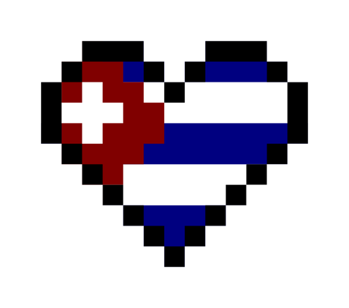Bandera cubana en forma de corazón