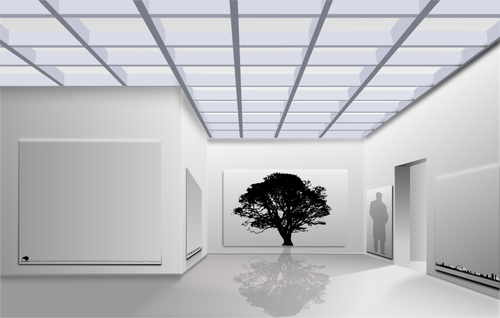 Ilustración del árbol cúbico en un complejo de oficinas
