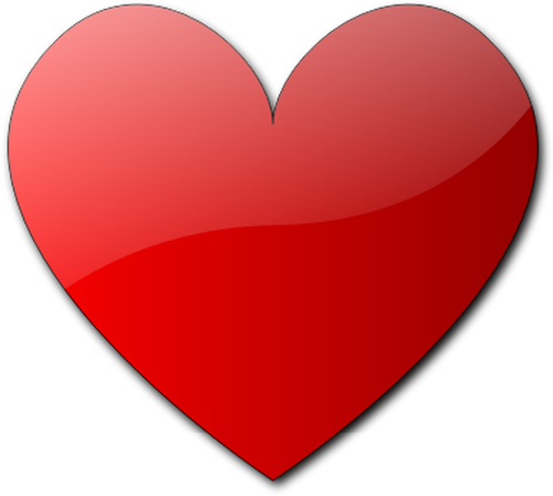 Vektorový obrázek červeného zpola zastíněné srdce